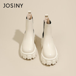 JOSINY 卓诗尼 厚底切尔西靴2023年秋冬季新款加绒套筒烟筒靴马丁靴女短靴