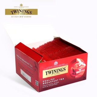 TWININGS 川宁 临期twinings茶英国进口英式早餐红茶川宁红茶茶包50片袋泡茶茶叶