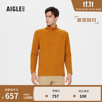 AIGLE【 断货回归】AIGLE艾高秋冬保暖休闲舒适半拉链抓绒衣上衣男 香料黄 AX383 M