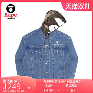 Aape 旗舰店男装秋冬字母刺绣牛仔小标迷彩连帽宽松外套7520XAJ