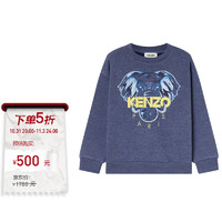 KENZO 凯卓 高田贤三（KENZO） 男童棉纤大象刺绣薄绒圆领长袖卫衣 蓝色 K25157 868 4A