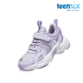 天美意（TEENMIX）天美意/Teenmix运动鞋女童保暖加绒2023冬皮面防滑耐磨跑步鞋  紫色  紫色 29