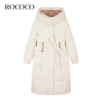 ROCOCO 洛可可 收腰保暖服女长款加厚秋季经典设计感鸭绒外套 米色 S