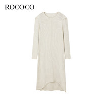 洛可可（ROCOCO）【商场同款】洛可可白色长袖针织连衣裙女秋季装内搭长 白色 均码