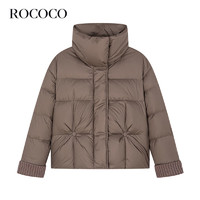 洛可可（ROCOCO）立领抗风短款冬装服女2023保暖加厚时尚面包服外套 灰色 S