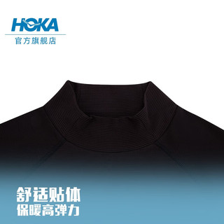 HOKA ONE ONE男士冬季跑步T恤Cold Weather Layer轻巧修身透气 黑色（尺码偏大） L