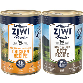 ZIWI 滋益巅峰 狗罐头鸡肉牛肉口味全龄通用宠物狗零食390g*2
