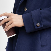 VICUTU 威可多 大衣男中长款羊毛保暖翻领毛呢大衣秋冬外套男专