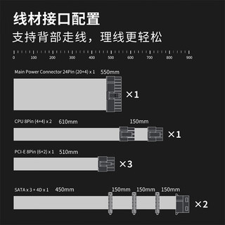 超频三（PCCOOLER）额定750W KF750 黑色 电脑主机电源 (80Plus白牌/主动式PFC/支持背线/大单路12V）