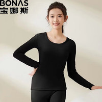 BONAS 宝娜斯 女士德绒保暖内衣套装 黑色 M(体重80-95)