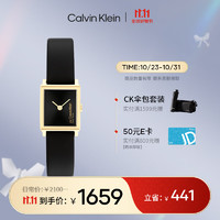 凯文克莱（Calvin Klein）CK复古小方表皮带瑞士石英女表25000034