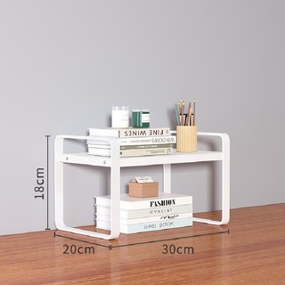 林家小子 桌面置物架办公桌桌上收纳架书桌书架简易工位放书的整理架  单层-白色【小号-长30cm】