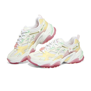 SKECHERS 斯凯奇 桃花鞋丨Skechers夏女款厚底增高老爹鞋甜美粉色果冻机甲鞋896116