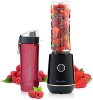 Breville 铂富 Blend Active 个人搅拌机和冰沙机，350W，1 个便携式混合活性瓶 (600ml)，防漏盖，黑金[VBL251]