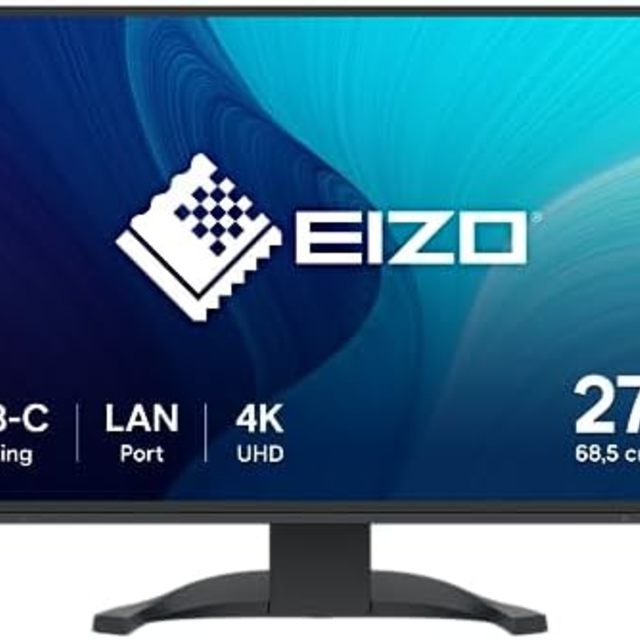 EIZO 艺卓 FlexScan EV2740X-BK 68.5 厘米（27 英寸）显示器（USB-C (94W PD) DisplayPort HDMI USB 集线器 RJ-45 LAN KVM 切换器 5 毫秒响应时间 3840 x 2160 (4K UHD)）黑色