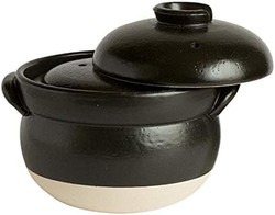 sajitoki 佐治陶器 饭锅 黑色 19.5厘米 万古烧 绝品 饭锅 (带盖) 3合 30-1