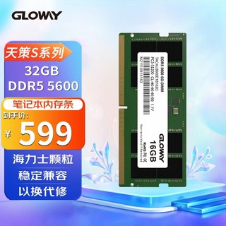 GLOWAY 光威 32GB DDR5 5600 笔记本内存条 天策S系列 海力士颗粒