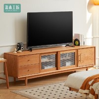 治木工坊 北美樱桃木电视柜2.2米实木电视柜2米原木北欧简约1.8米家具