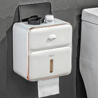 轻奢卫生间纸巾盒防水免打孔厕所壁挂式马桶卷纸置物收纳挂架