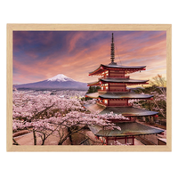 玩具堡【带框】儿童拼图成人高难度大颗粒卡通玩具风景 500片宝塔【带原木色相框】