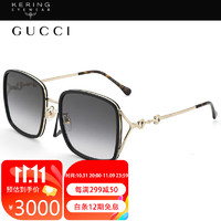 GUCCI 古驰 太阳镜女 经典复古墨镜开车遮阳百搭塑料黑色方框GG1016SK 001