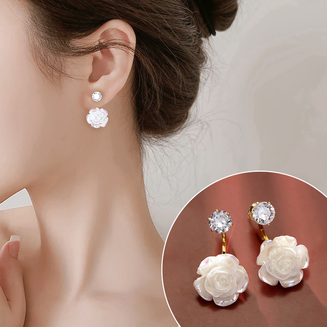 D’ORLAN 朵岚 玫瑰花朵耳环女银针潮小众设计高级清新轻奢森系耳饰耳钉耳坠