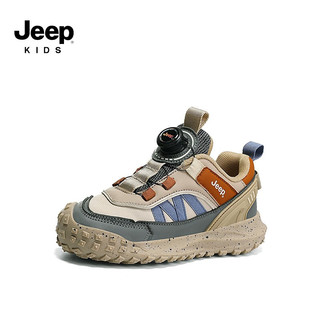 Jeep吉普儿童运动鞋秋冬轻便防滑跑步鞋防水登山徒步鞋透气休闲鞋 米/淡紫（皮面） 36码 鞋内长约23.2cm