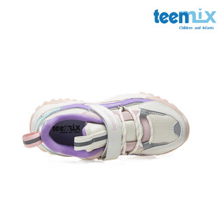 TEENMIX 天美意 冬季皮面休闲运动鞋中大童加绒保暖棉鞋跑步鞋