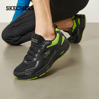 Skechers斯凯奇男鞋舒适缓震跑步鞋轻质透气网面运动鞋日常通勤休闲鞋 黑色/柠檬色 39.5
