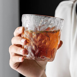 柏蝶莱 玻璃茶杯冰川纹水杯 冰川矮杯1个260ml