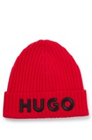 HUGO BOSS 刺绣徽标装饰羊毛毛线帽