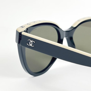 香奈儿（Chanel）墨镜 男女款简约太阳镜 猫眼字母logo拼接款眼镜 周年 CH5414 预定534/3黑色米色顶黑字 欧洲版无鼻托