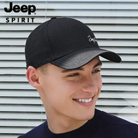 Jeep吉普帽子男羊毛混纺棒球帽刺绣休闲鸭舌时尚户外遮阳帽旅游运动帽 黑色 均码(56-61)可调节