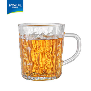 LOVWISH 乐唯诗 NERVISHI）玻璃杯冰纹带把果汁饮料茶水啤酒杯 冰纹