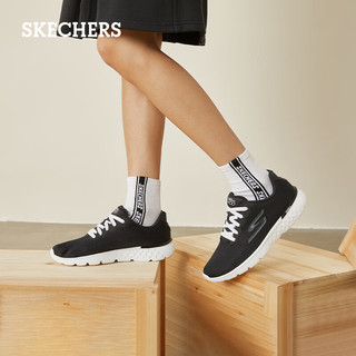 Skechers斯凯奇女鞋运动鞋女轻便休闲鞋子舒适透气缓震跑步鞋 黑色/白色 35