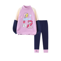 小马宝莉女童秋冬季套装2023时尚卡通加绒卫衣打底裤小女孩保暖2件套 4049加绒款-紫色 140