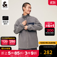 杰克·琼斯（JACK&JONES）秋季男装潮流宽松上衣字母口袋夹克外套摇粒绒套装长袖男士 石雕灰-E05 170/92A/S