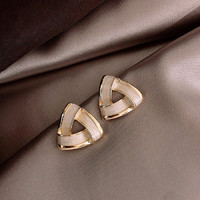 TMOWO 925銀針韓國網紅氣質簡約三角滴油女耳釘耳飾