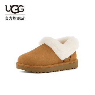 UGG 2023冬季女士便鞋舒适茸茸毛圈口平底休闲毛单鞋乐福鞋