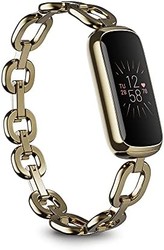fitbit Luxe 特别版健身和追踪器软金色不锈钢派克链环手链均码
