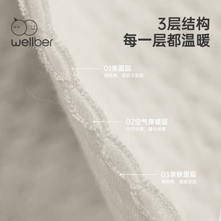 威尔贝鲁（WELLBER）儿童睡袋分腿纯棉夹棉秋冬空气层婴儿宝宝防踢被子 小兔子（18-22℃） 75(身高80-90cm宝宝)