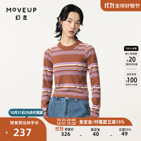 幻走（MOVEUP）.FUN系列圆领间色条纹设计师短款毛衣女 黄咖 S