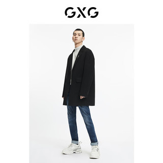 GXG 男装21年冬季新款商场同款重塑系列黑色长款大衣轻商务 黑色 170/M