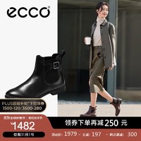 ecco 爱步 靴子女 2023年冬季新款低跟真皮切尔西短靴 经典型履15系列209813 黑色20981301001 38