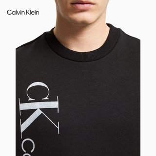卡尔文·克莱恩 Calvin Klein 男女情侣中性简约运动风经典字母舒适针织休闲卫衣随心选 40GC413-001-黑色 L