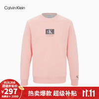 Calvin Klein  Jeans男女中性简约运动风经典字母舒适针织休闲卫衣随心选 J400136-TA9-粉色 XL  （170-180斤）