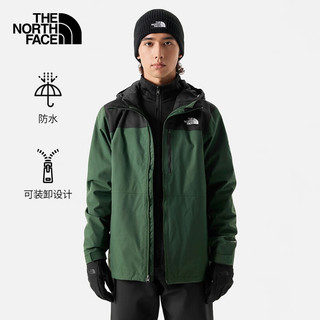 北面（The North Face）冲锋衣男三合一秋冬户外防水防风保暖外套【软壳内胆】 KII/绿色 L/175