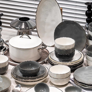 康陌碗碟套装家用北欧现代轻奢高级感碗盘碗具碗筷餐具高端