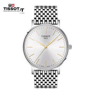 TISSOT 天梭 瑞士手表 魅时系列腕表 钢带石英男表T143.410.11.011.01