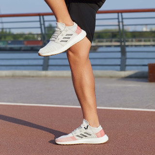 adidas阿迪达斯PureBOOST GO男女款运动休闲实用舒适跑步鞋 灰白色/浅棕色/黑色/红色 41(255mm)